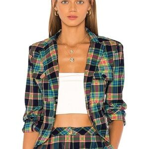 GRLFRND BLAZER LOREN Blue Multi Plaid